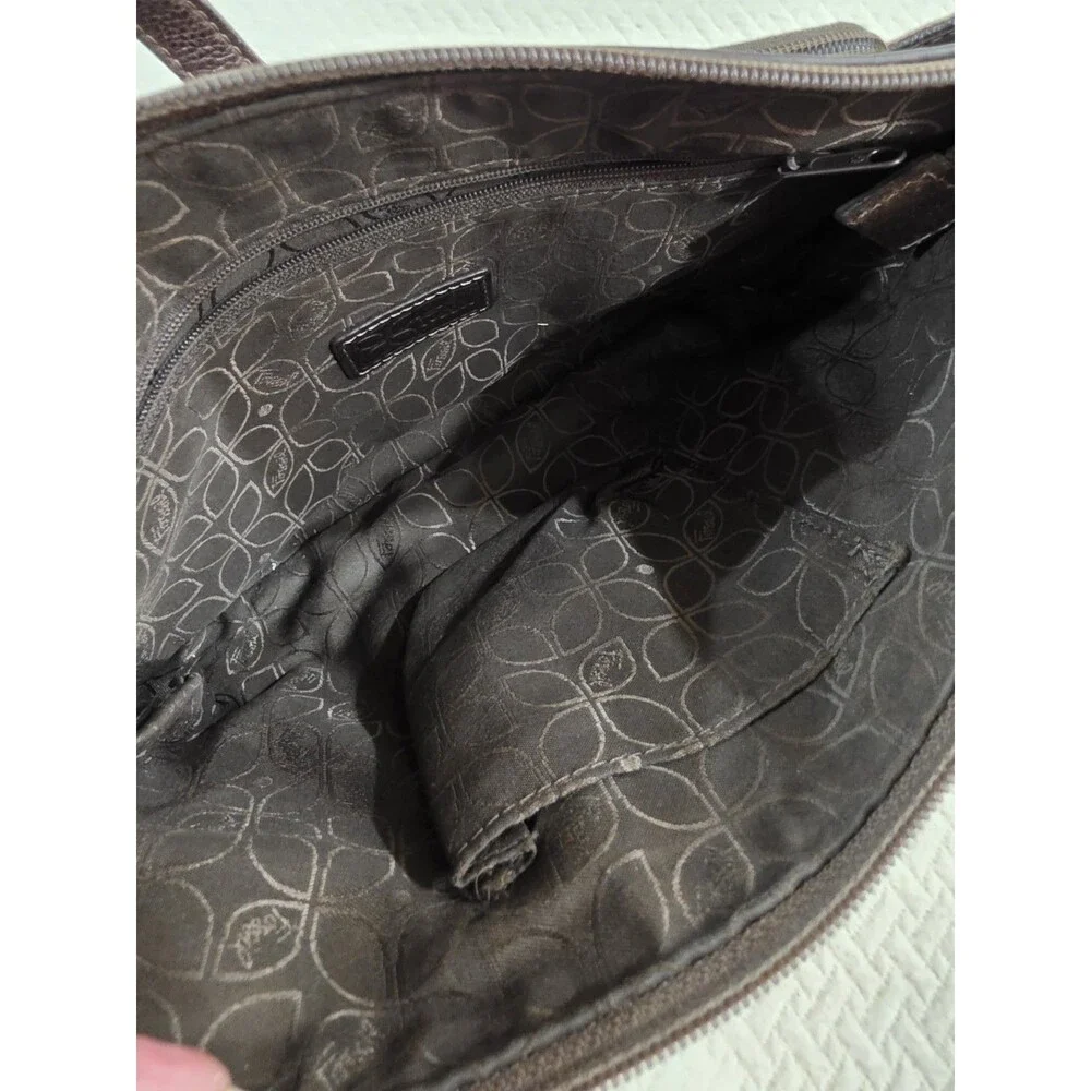 Vintage Fossil Crosstown Dark Brown Leather Crossbody Organizer Bag